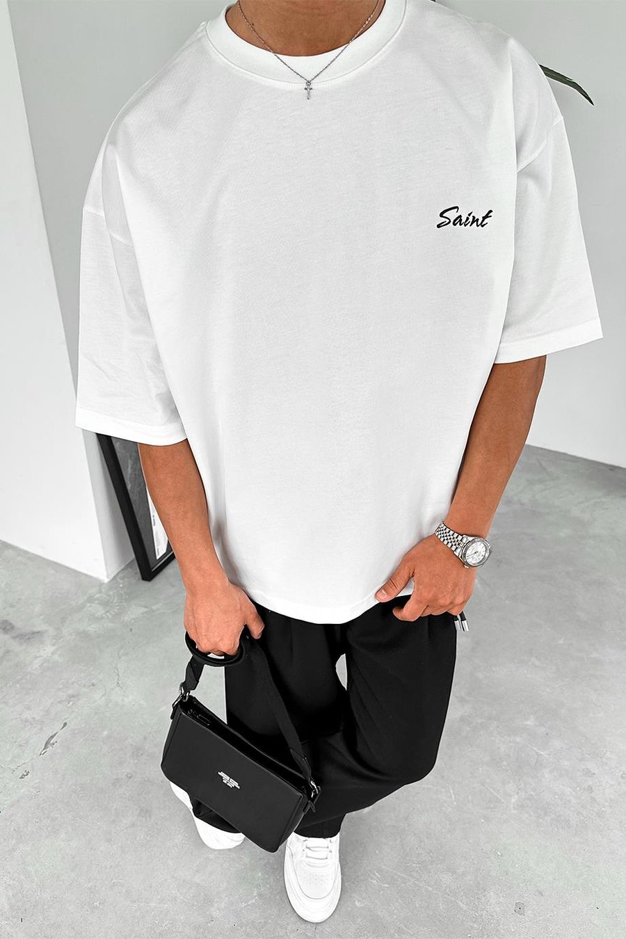Beyaz Saint OUTPLENTY PREMİUM Oversize Tişört