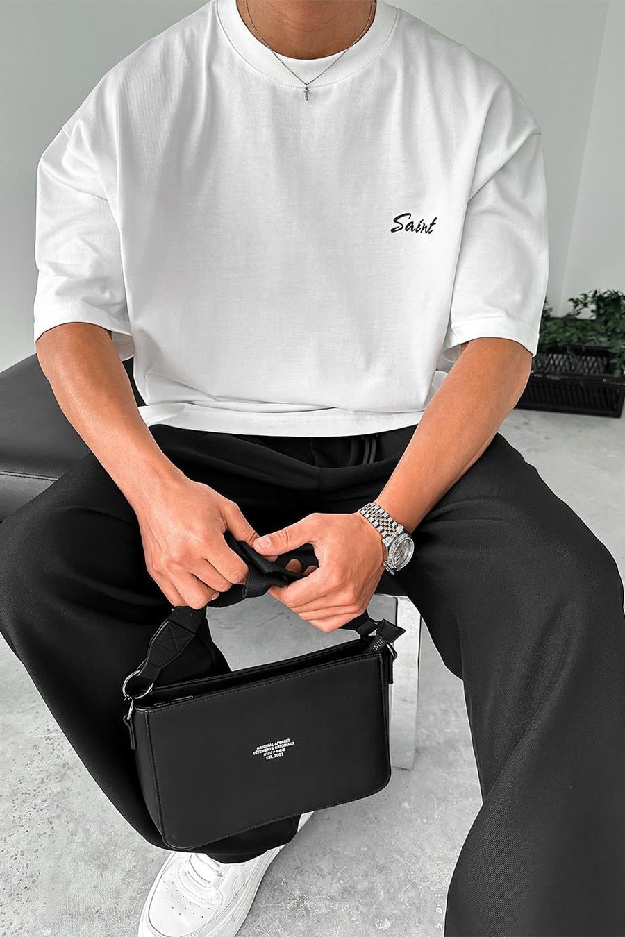 Beyaz Saint OUTPLENTY PREMİUM Oversize Tişört