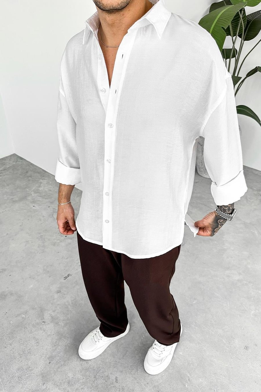 Beyaz Soft Premium Oversize Gömlek