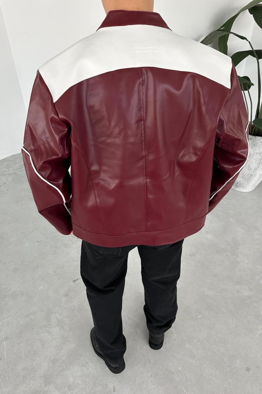Bordo Rushboy Yarışçı Deri Ceket