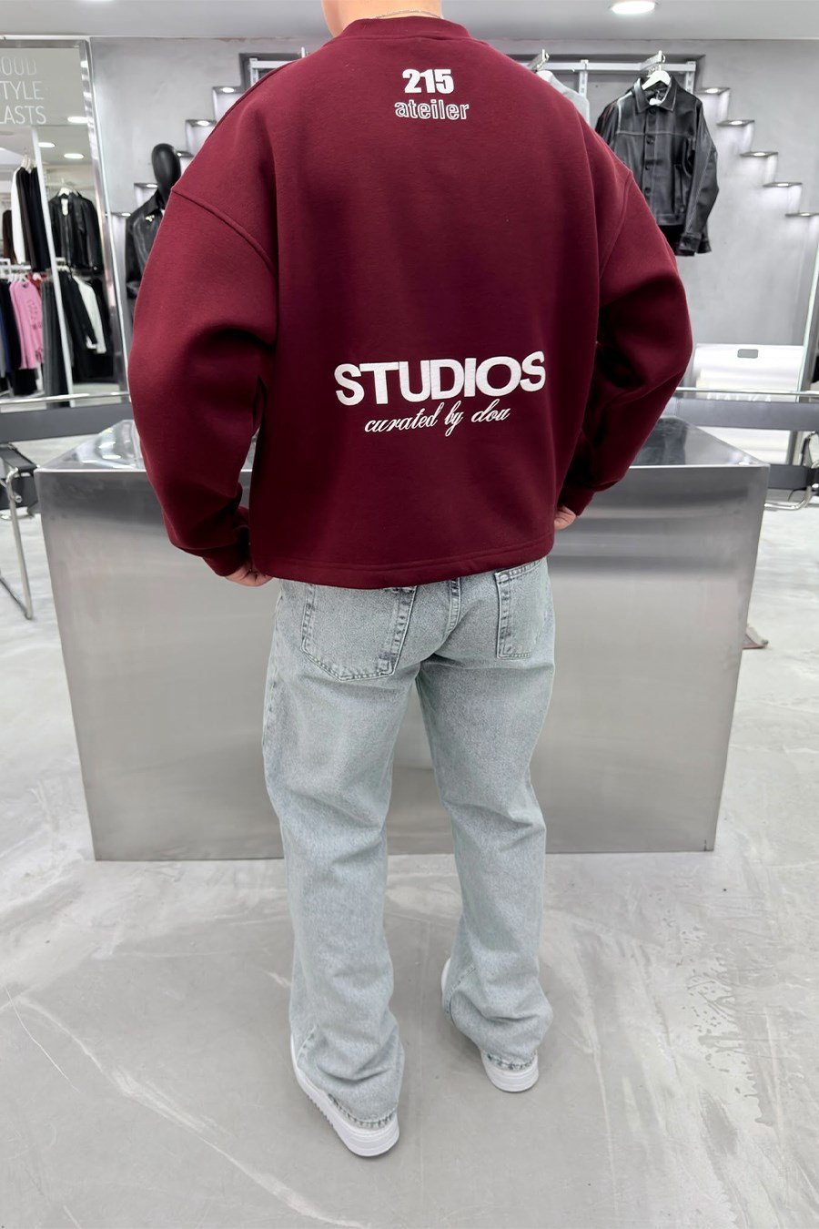 Bordo Studios Baskılı Boxy Fit Sweatshirt