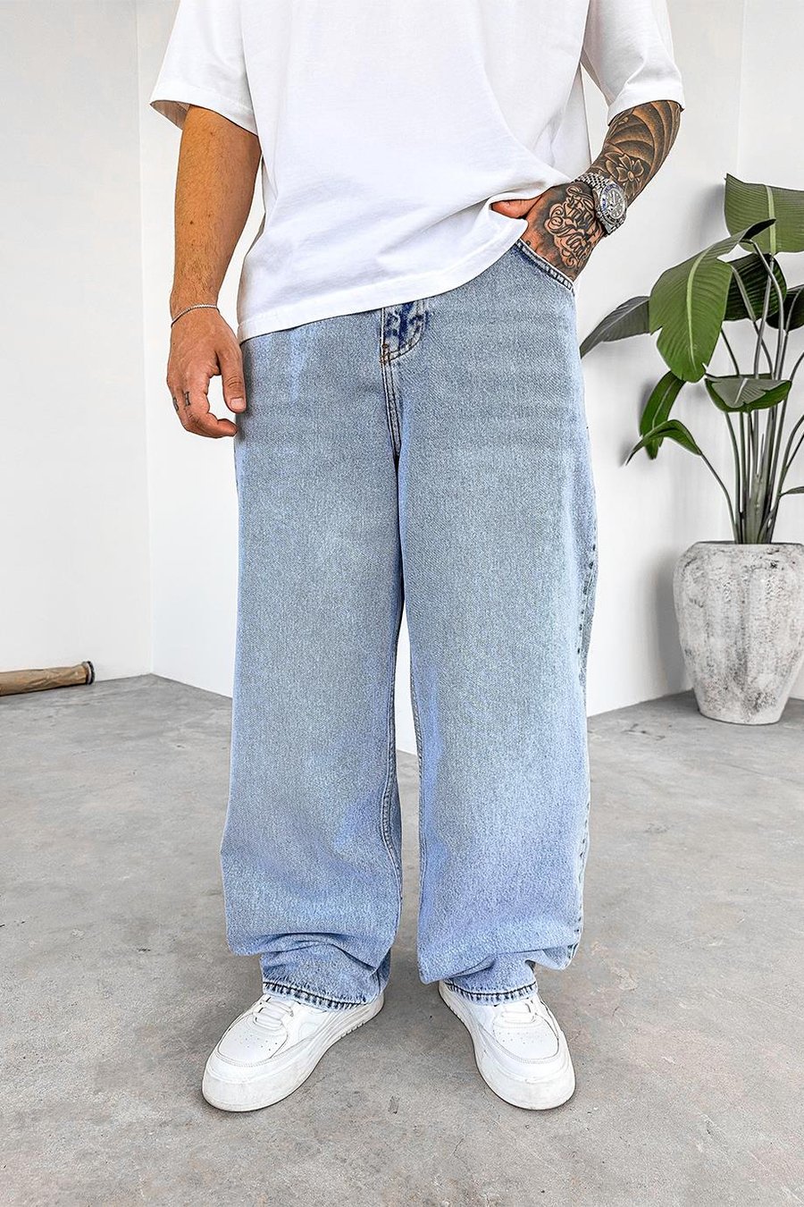 Buz Mavi Basic Old School Baggy Pantolon