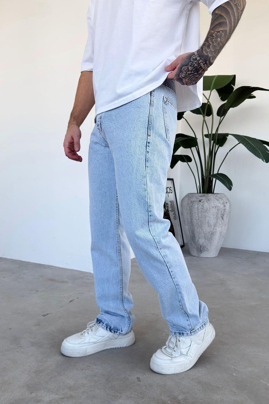 Buz Mavi Basic Regular Pantolon