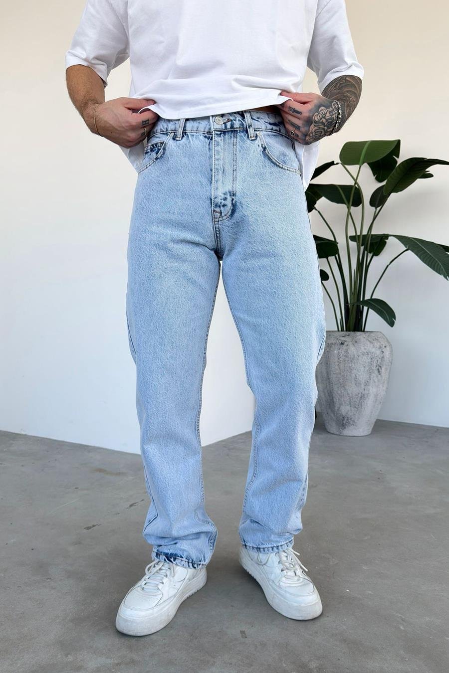 Buz Mavi Basic Regular Pantolon