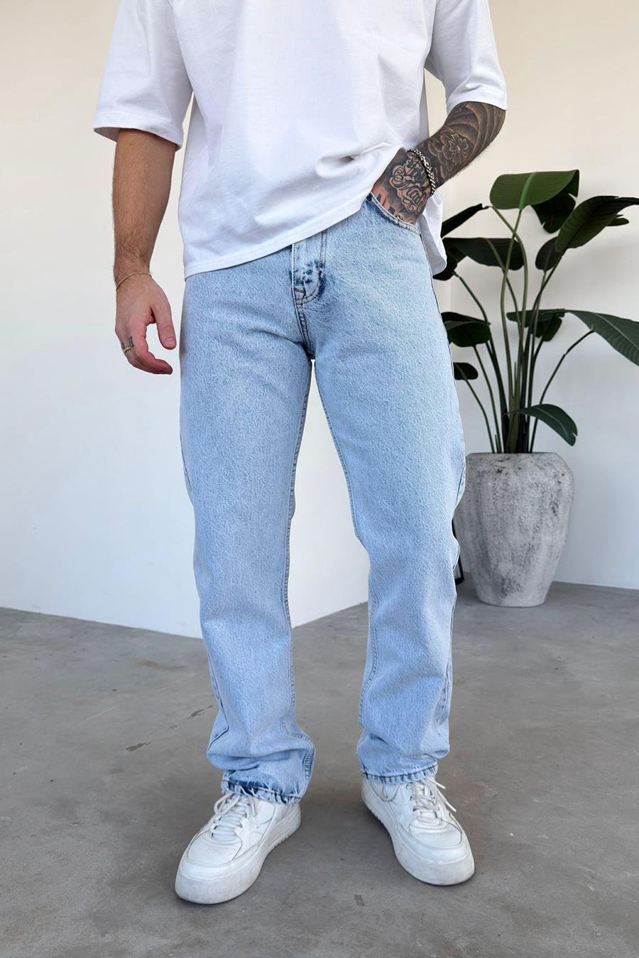 Buz Mavi Basic Regular Pantolon