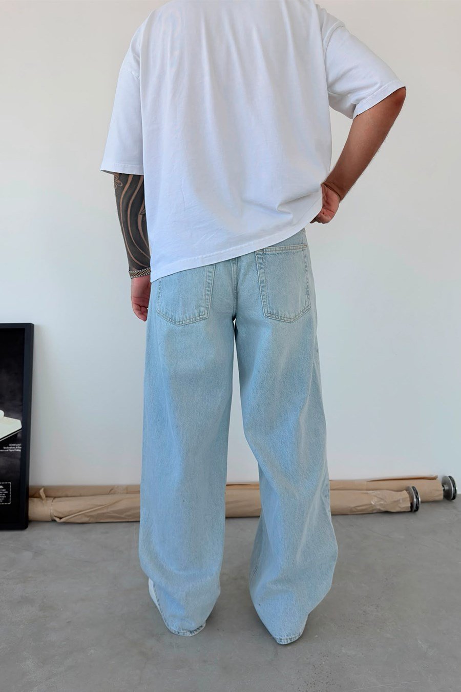 Buz Mavi Basic Süper Baggy Fit Pantolon