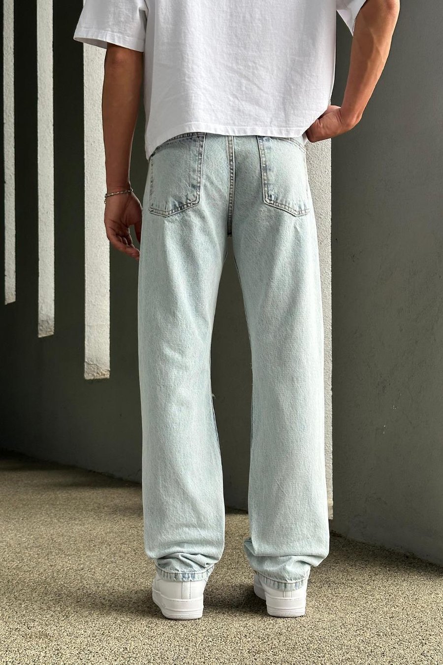 Buz Mavi Dizi Yırtık R4 DL Baggy Pantolon