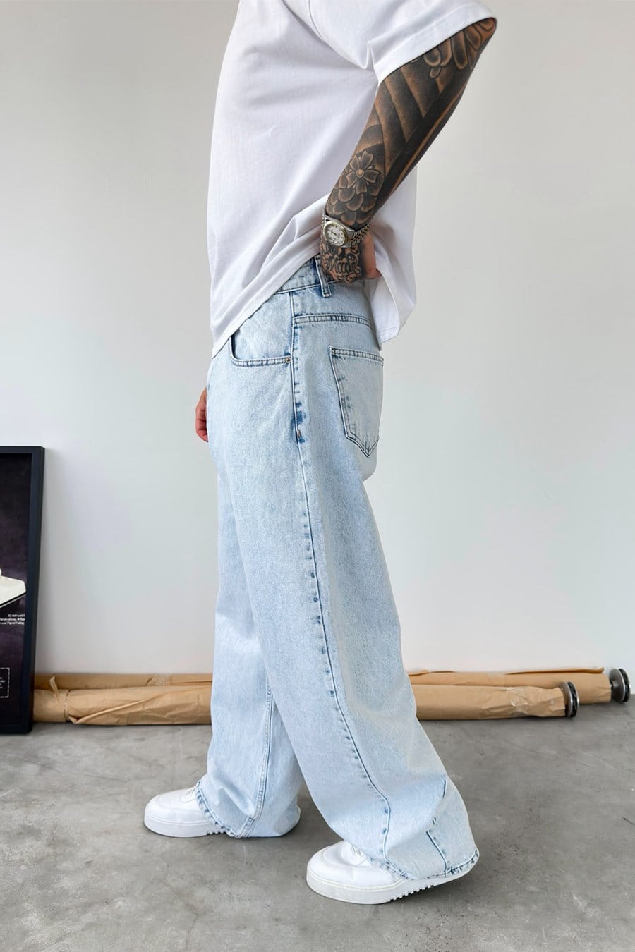 Buz Mavi Premium Süper Baggy Pantolon