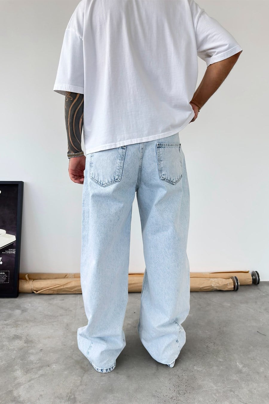 Buz Mavi Premium Süper Baggy Pantolon