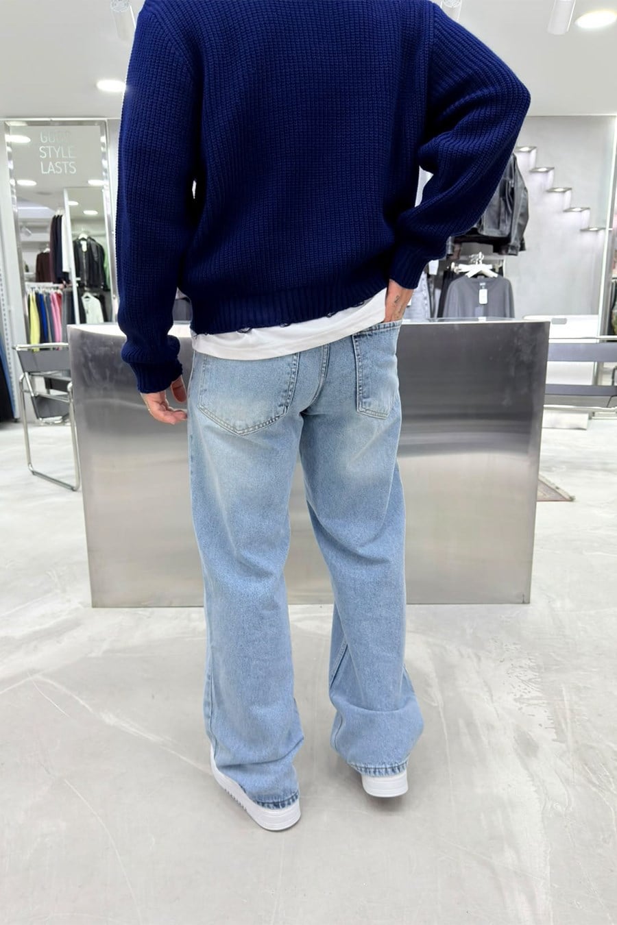 Buz Mavi Soft Degrade Basic Baggy Pantolon
