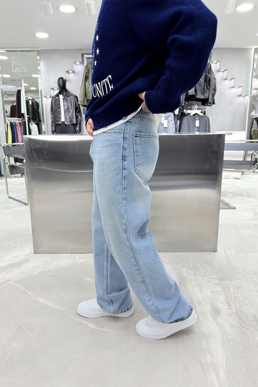Buz Mavi Soft Degrade Basic Baggy Pantolon