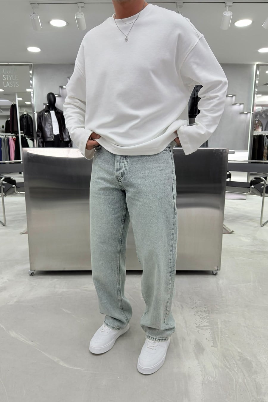 Buz Mavi Soft Degrade Premium Baggy Pantolon