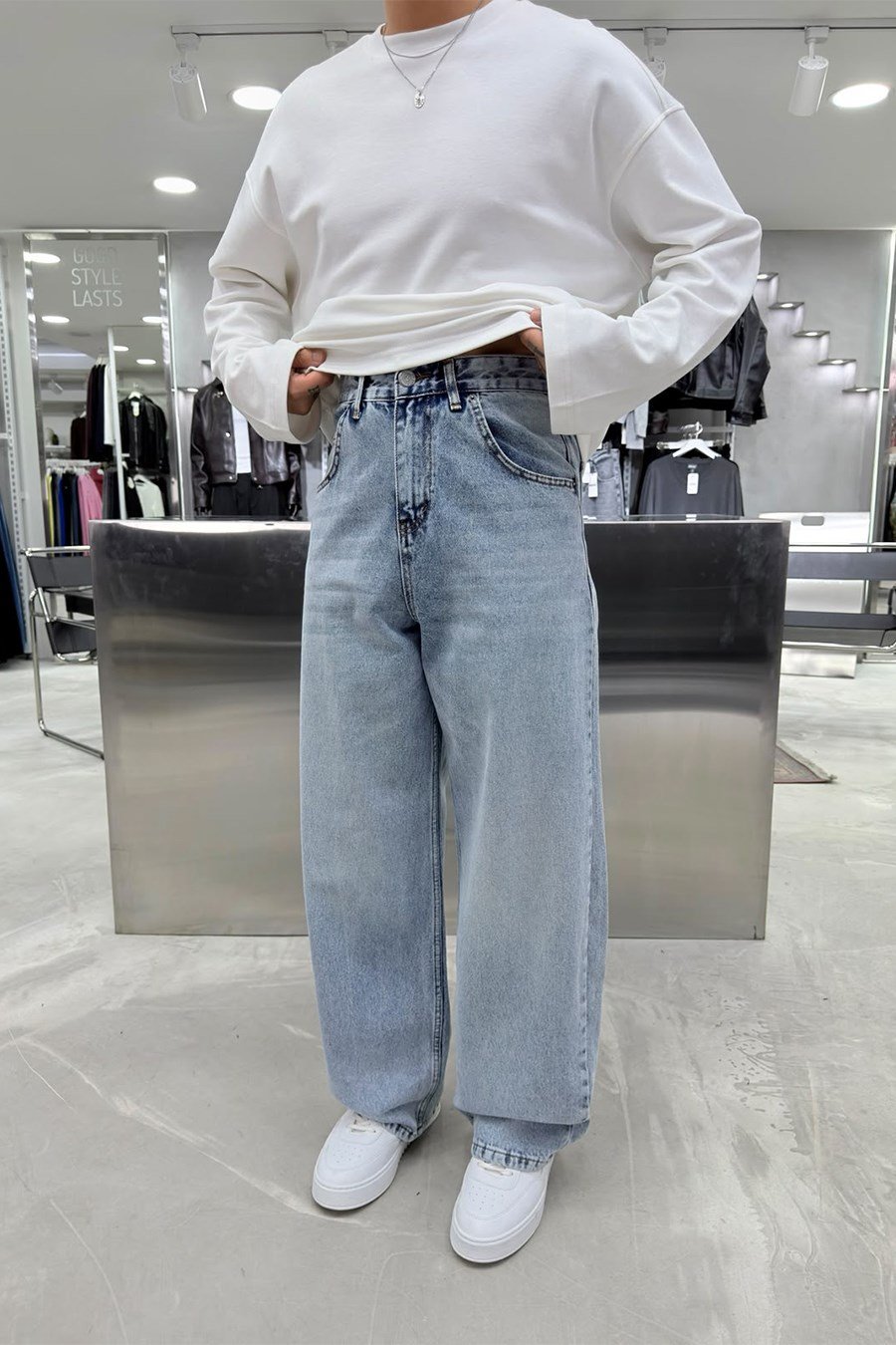 Buz Mavi Soft Degrade Premium Süper Baggy Pantolon