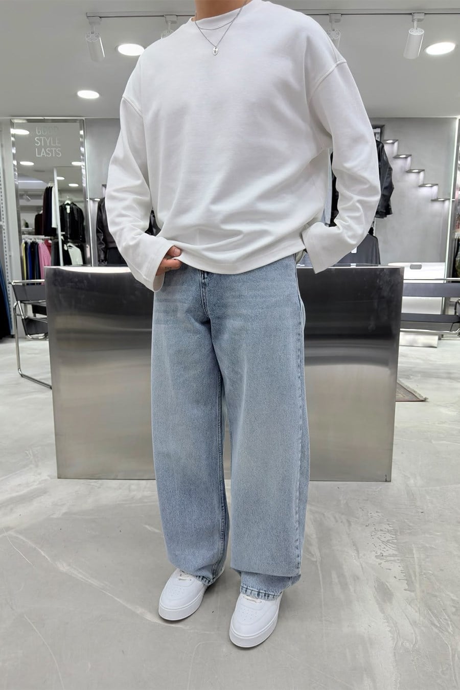 Buz Mavi Soft Degrade Premium Süper Baggy Pantolon