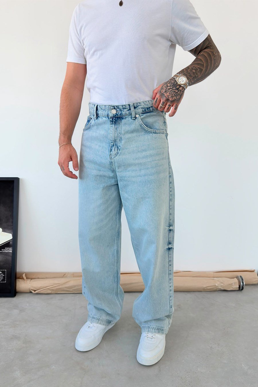Buz Mavi Soft Degrade Süper Baggy Pantolon