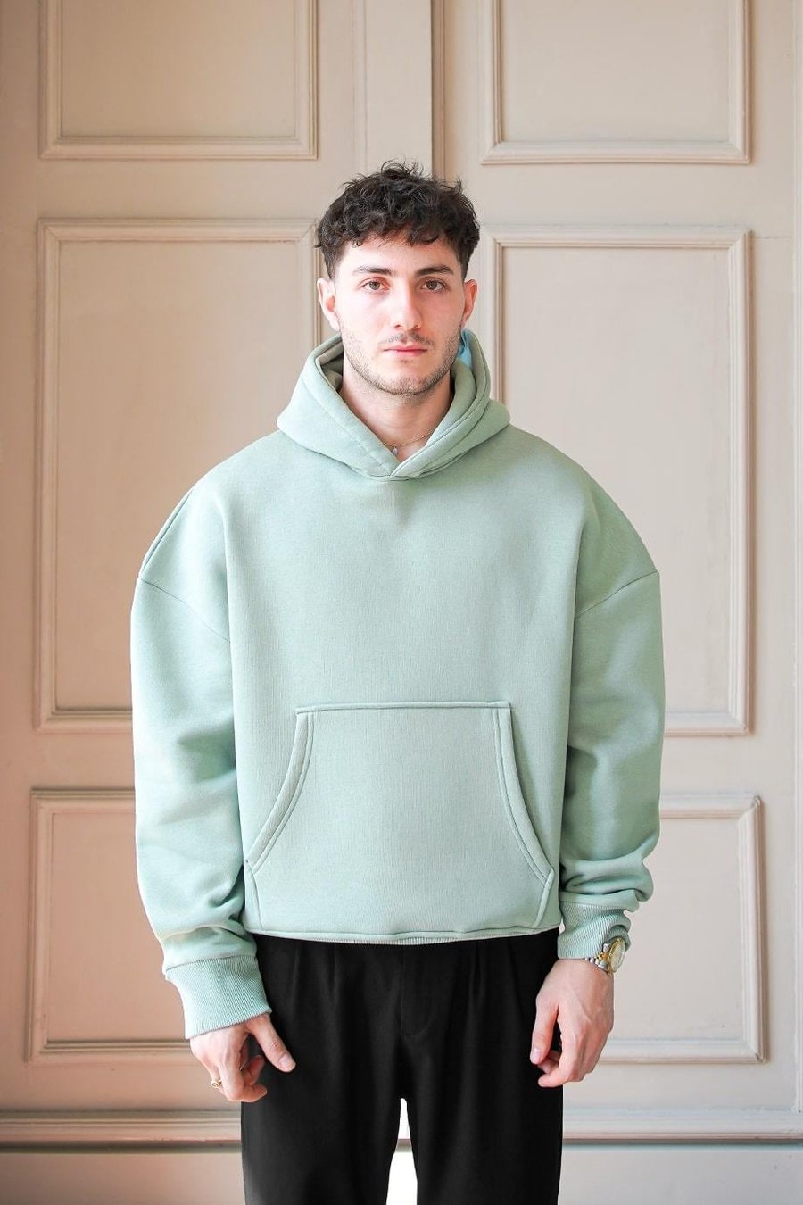 Buz Yeşil Cozy Basic Oversize Sweatshirt