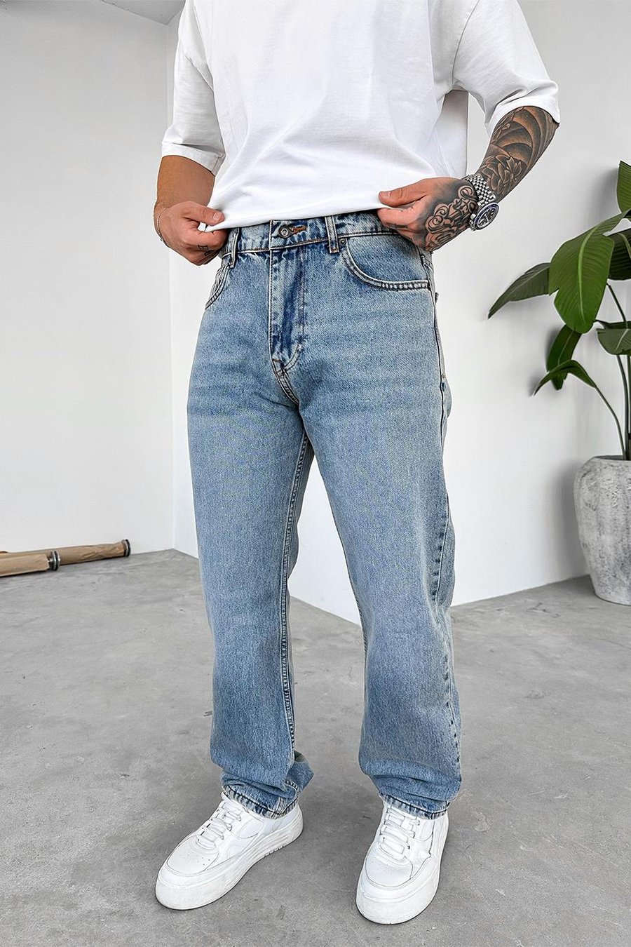 Dokulu Buz Mavi Soft Degrade Premium Baggy Pantolon