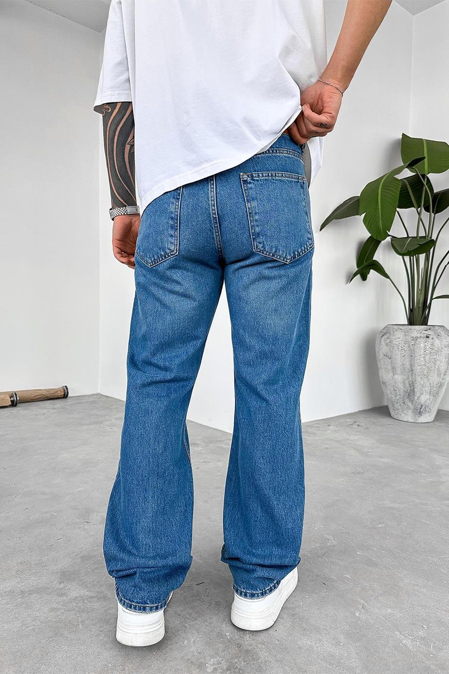 Dokulu Mavi Soft Degrade Premium Baggy Pantolon