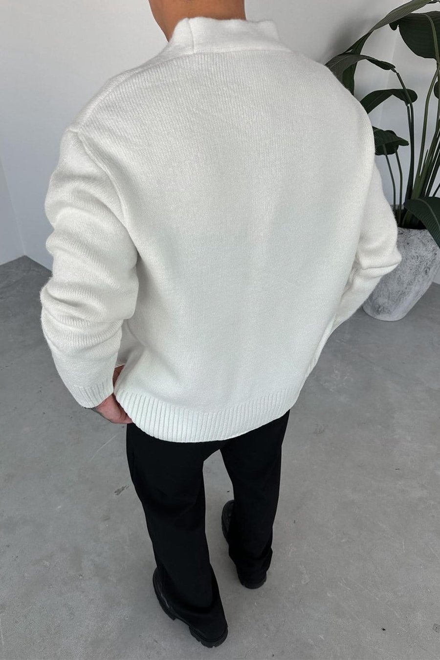 Ekru Basic Soft Relaxed Hırka