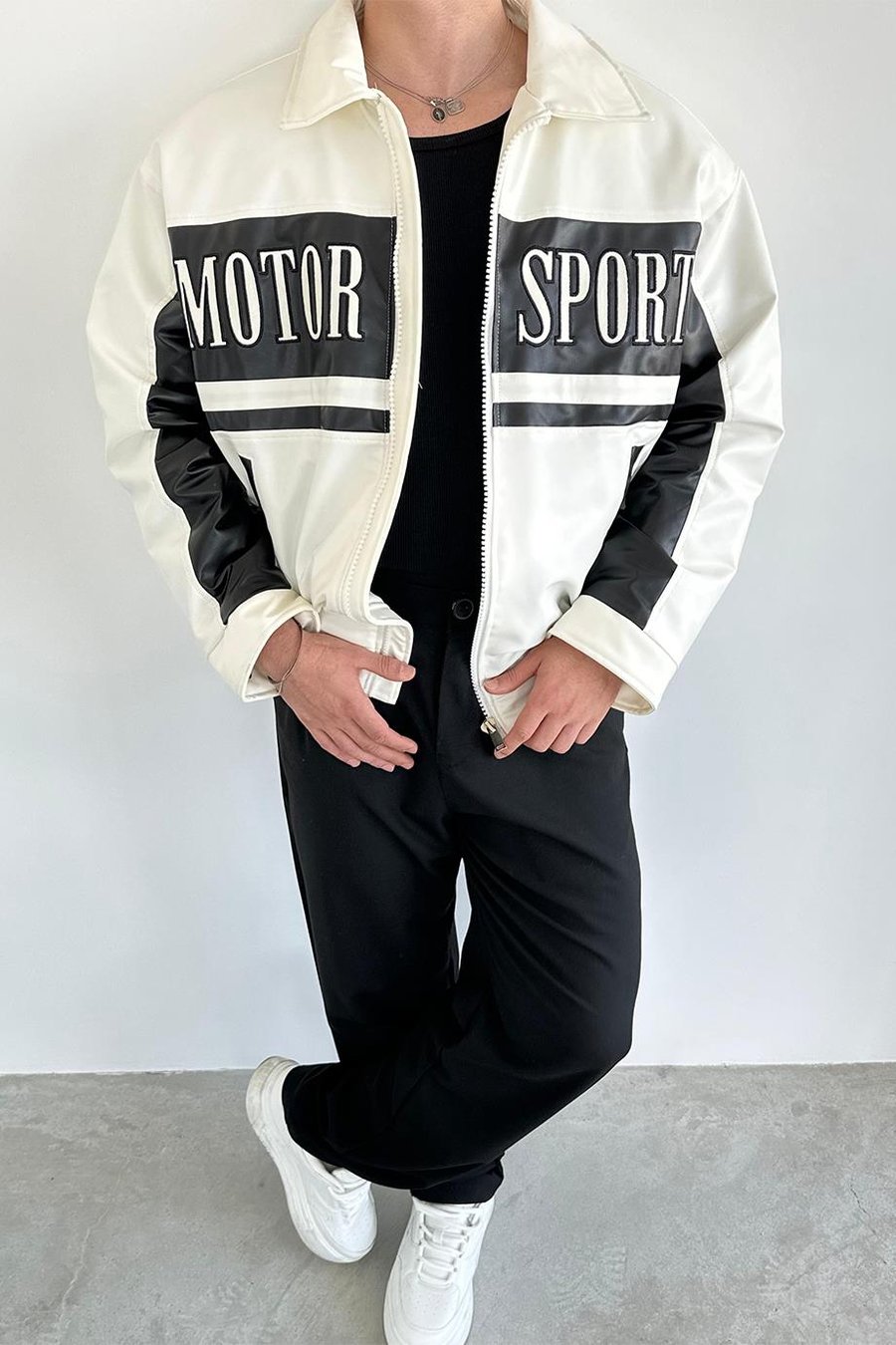 Ekru Motorsport Bomber Yarışçı Ceket