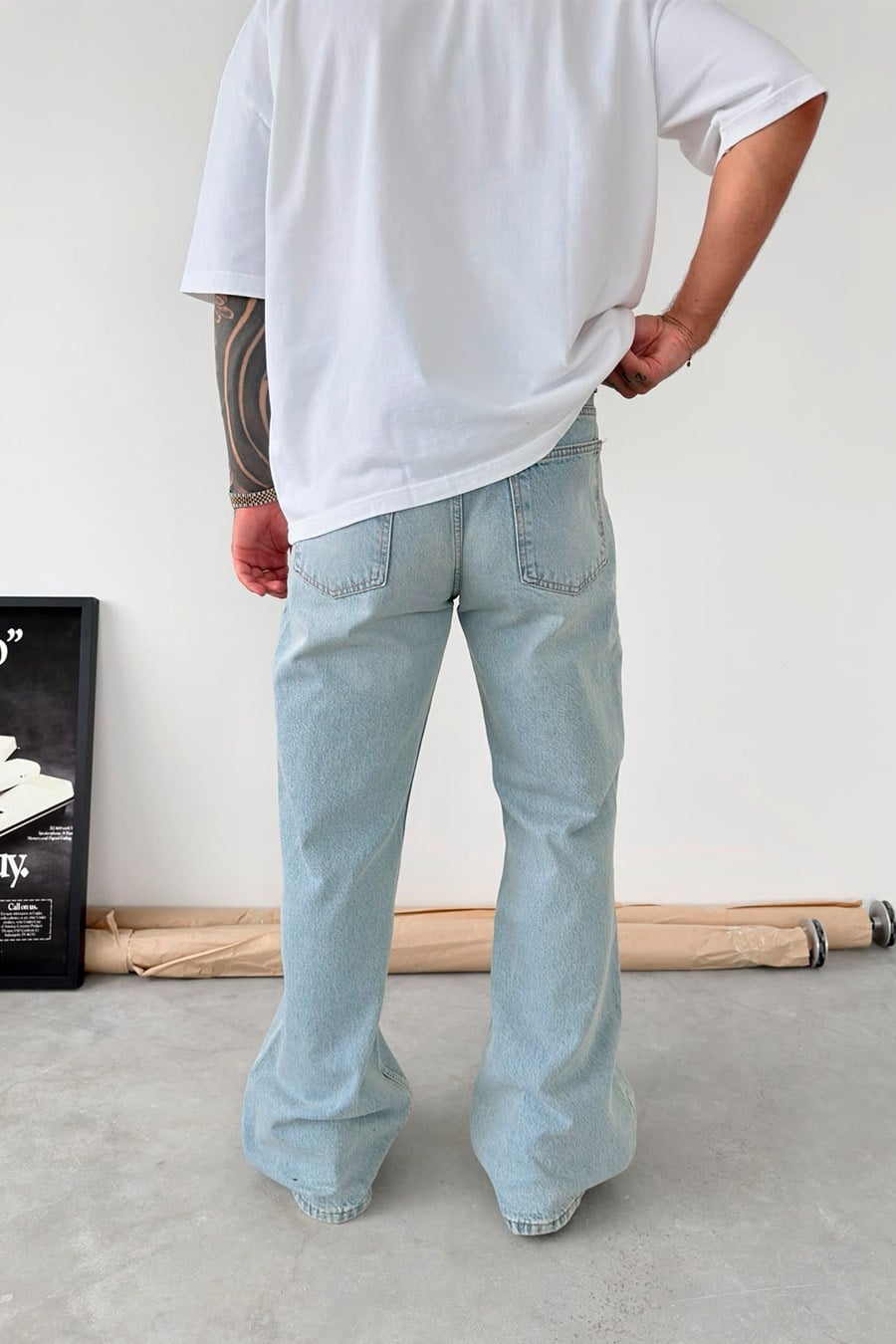 Eskitme Buz Mavi Flare Kesim İspanyol Paça Pantolon