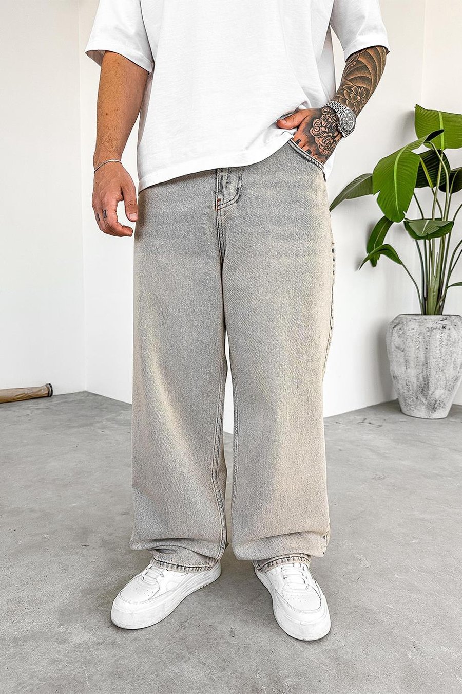 Eskitme Buz Mavi Soft Degrade Old School Premium Baggy Pantolon