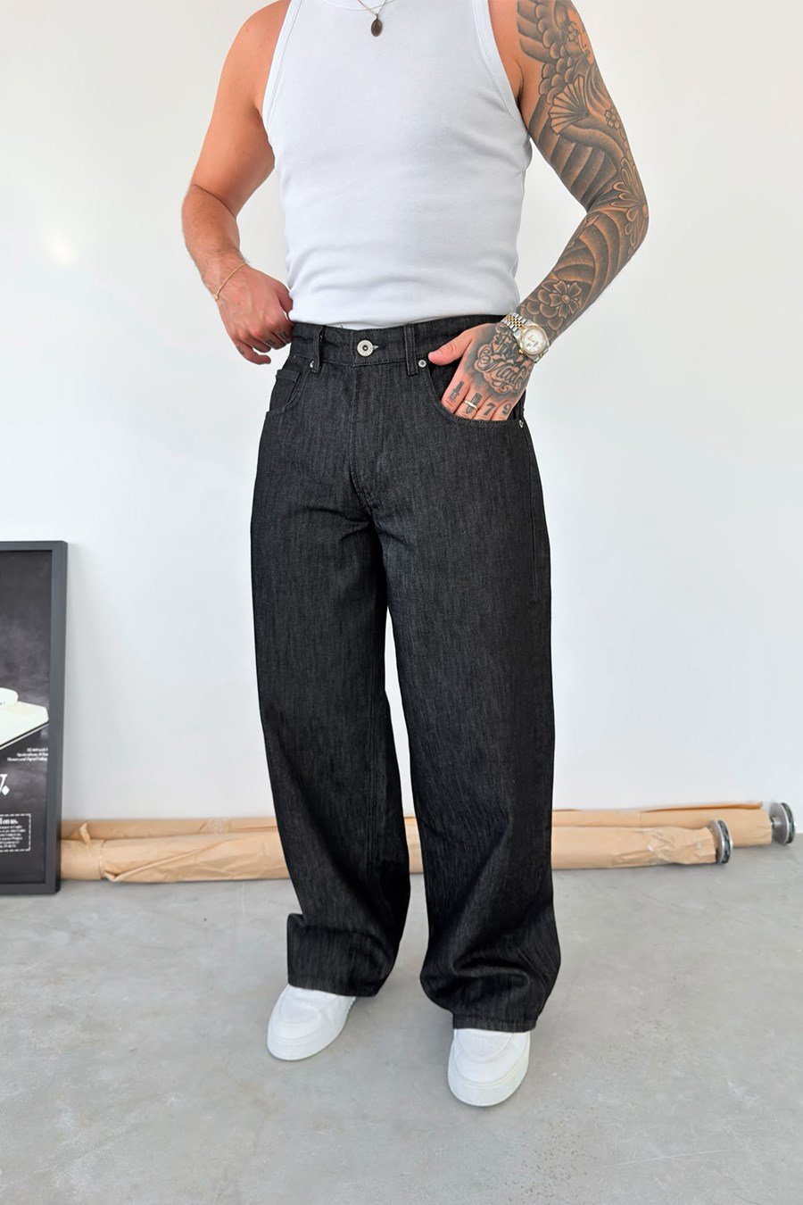 Eskitme Füme Premium Basic Süper Baggy Fit Pantolon