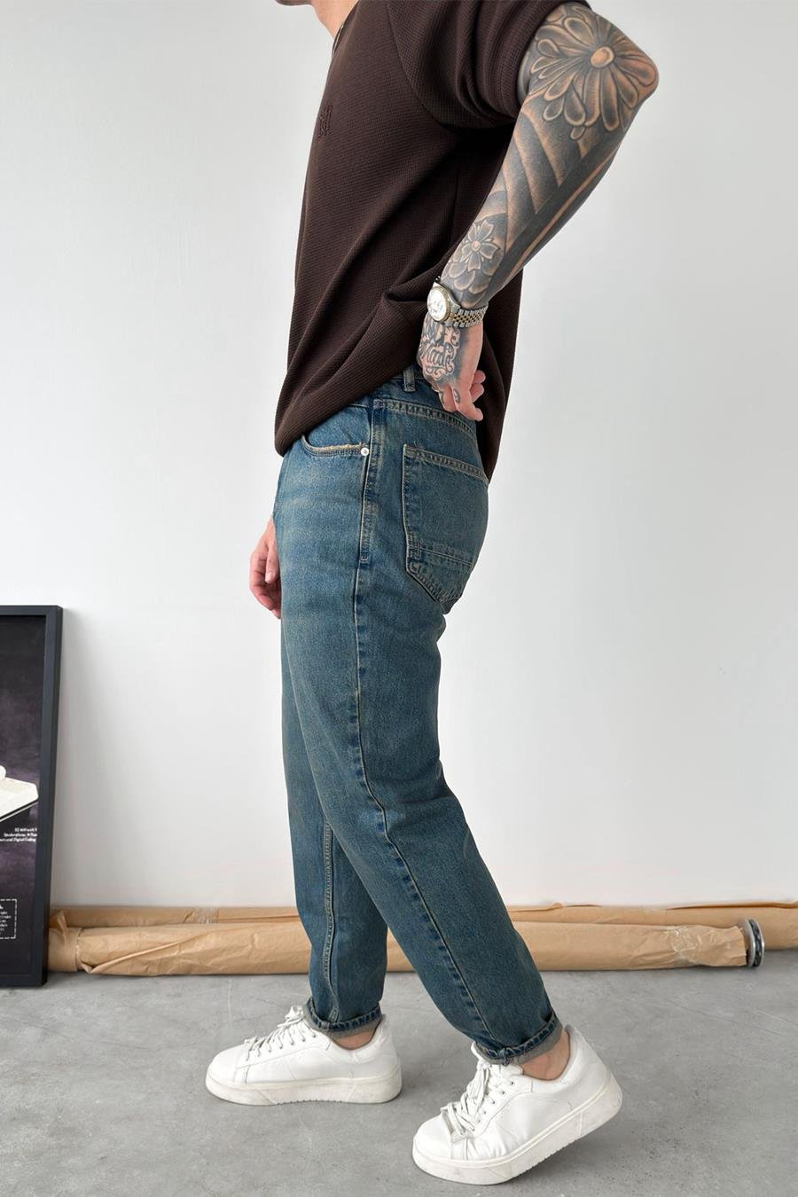 Eskitme Mavi Soft Degrade Boyfriend Pantolon
