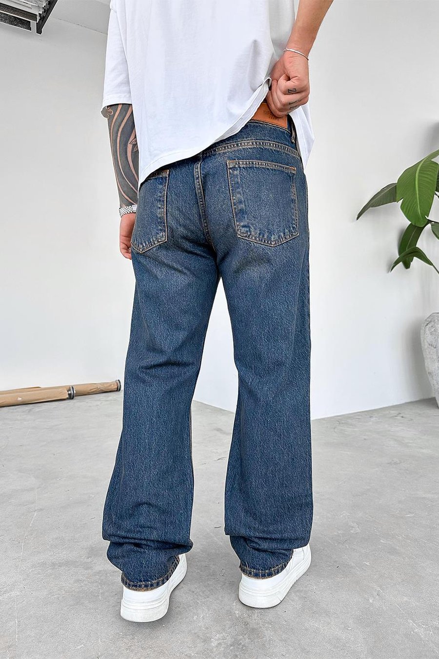 Eskitme Mavi Soft Degrade Premium Baggy Pantolon