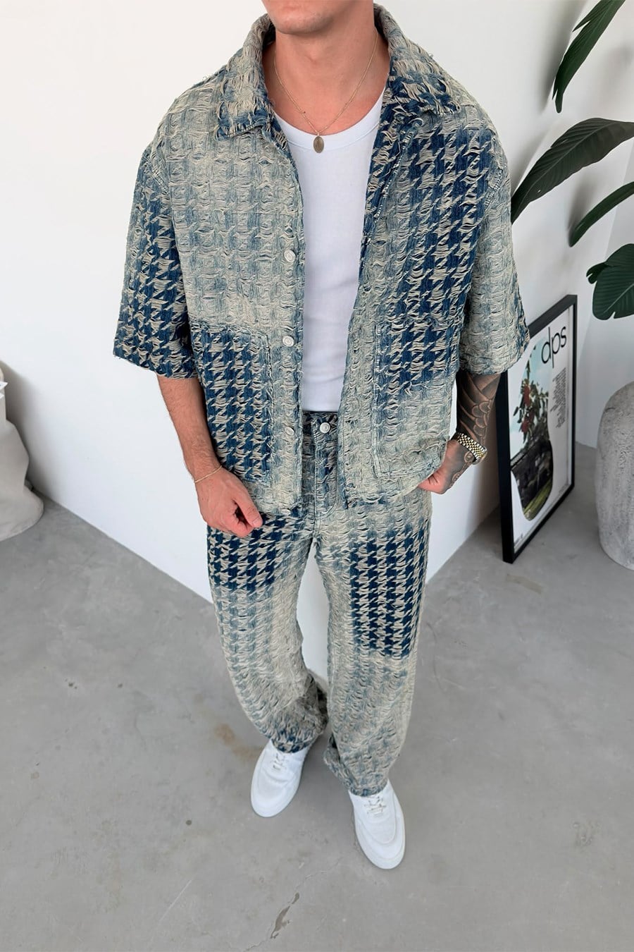 Eskitme Mavi Storm Wash Boxy Fit Kot Ceket