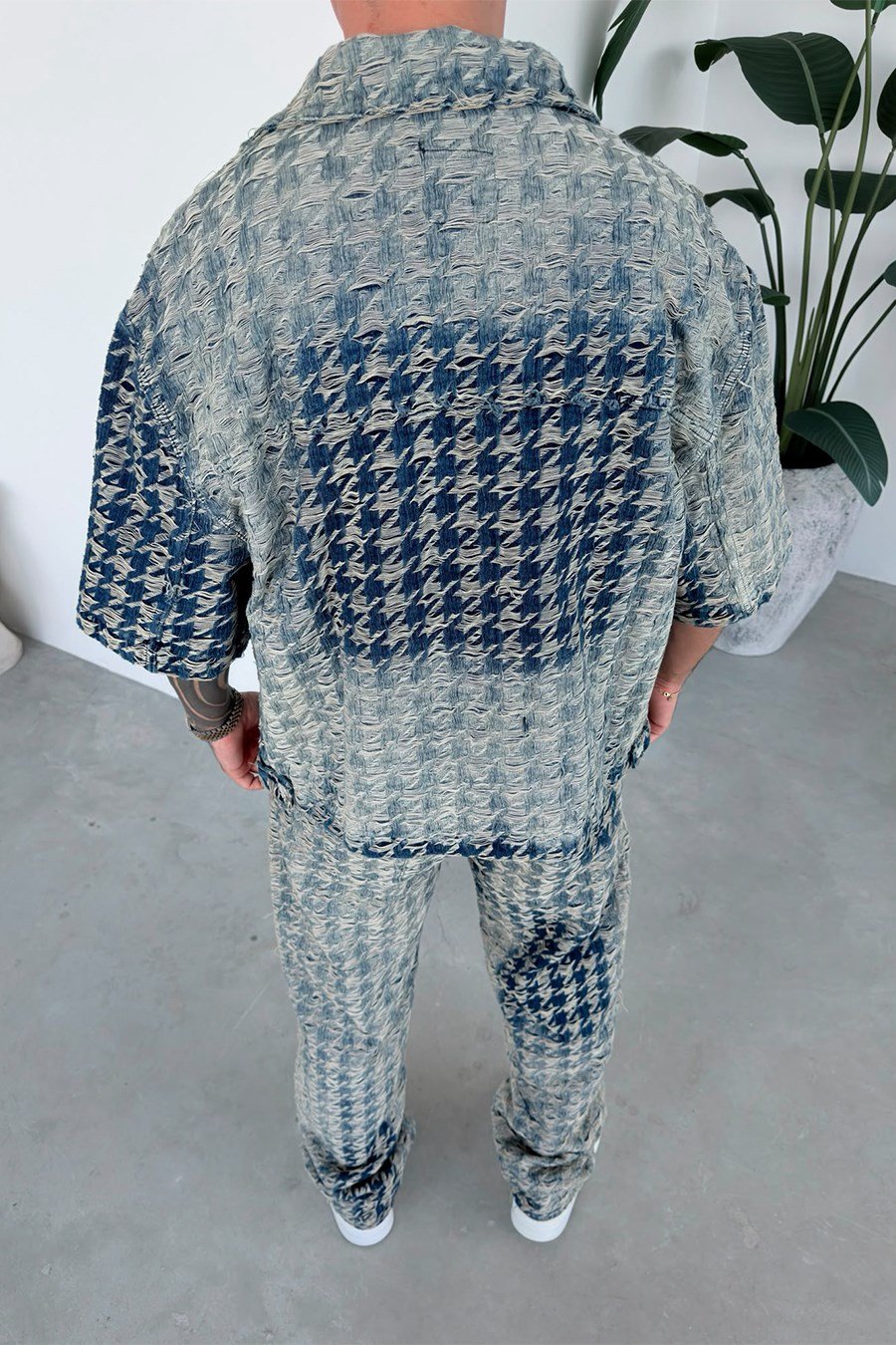 Eskitme Mavi Storm Wash Boxy Fit Kot Ceket