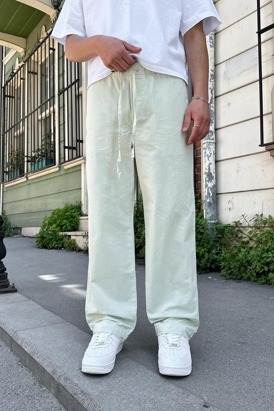 FISTIK YEŞİLİ Beli Lastikli Basic 4D GD Baggy Pantolon