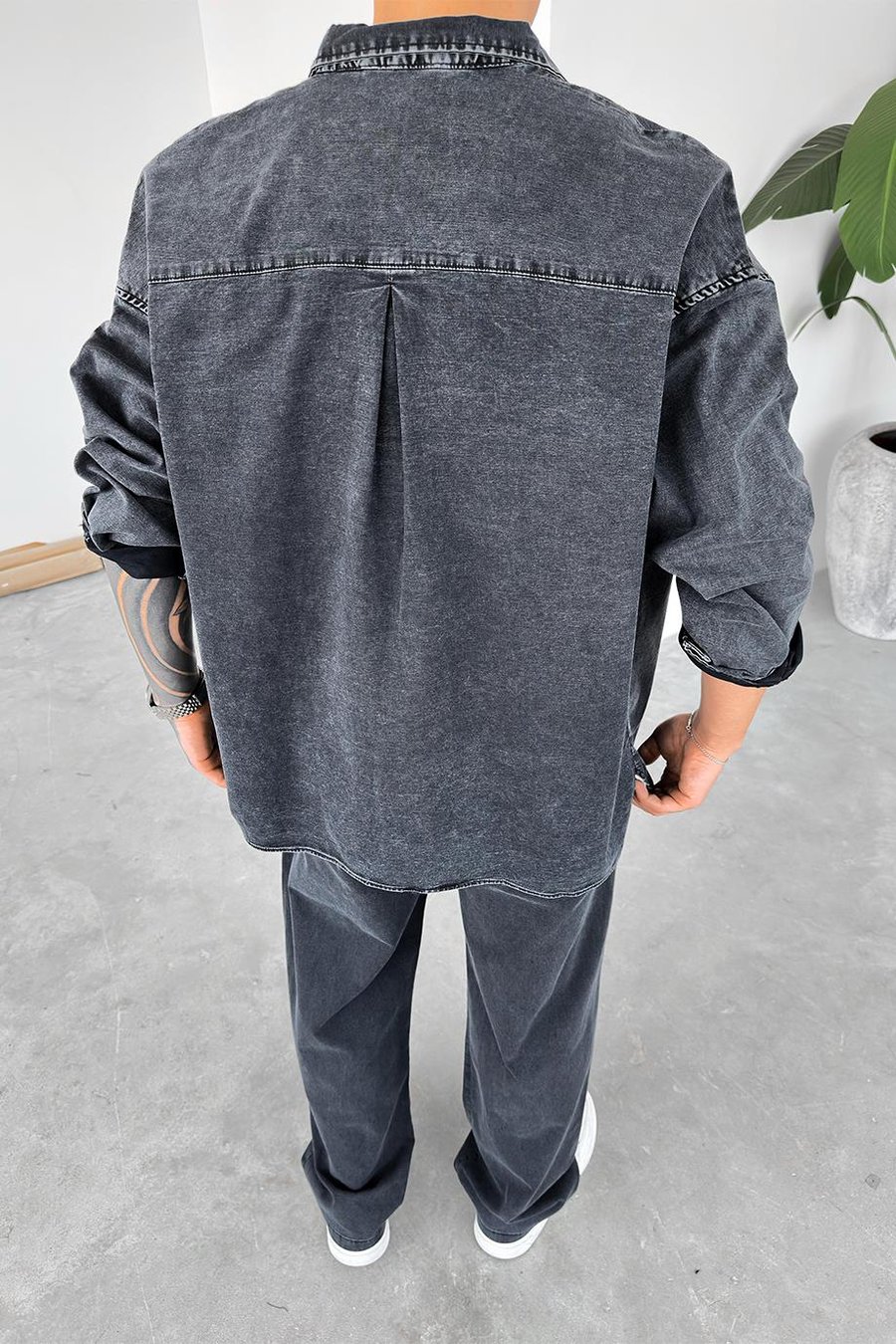 Füme Acid Wash Oversize Gömlek