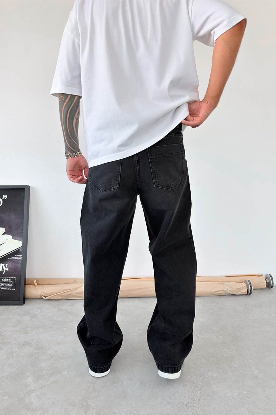 Füme Aksesuar Detaylı Çımalı Baggy Pantolon