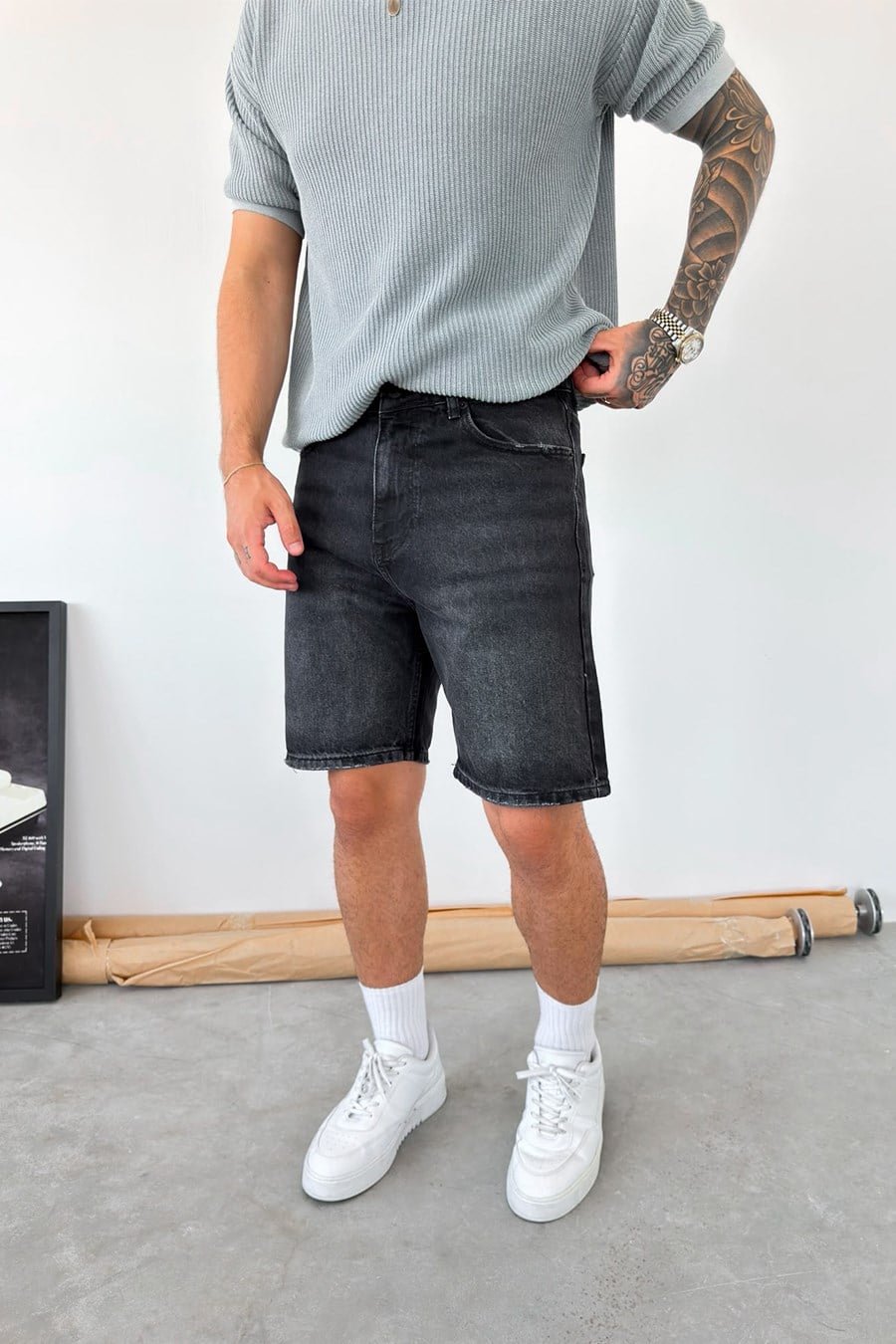 Füme Basic Baggy Kot Şort