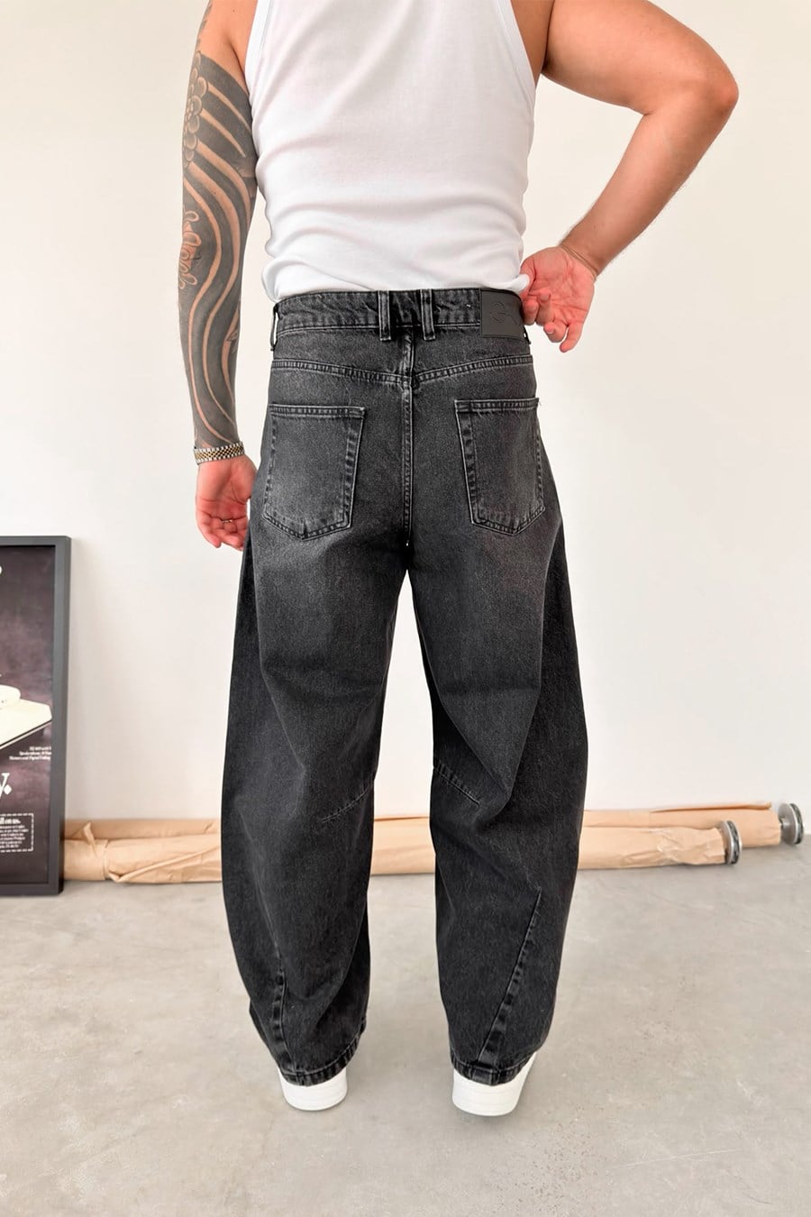 Füme Beli İpli Süper Baggy Fit Pantolon