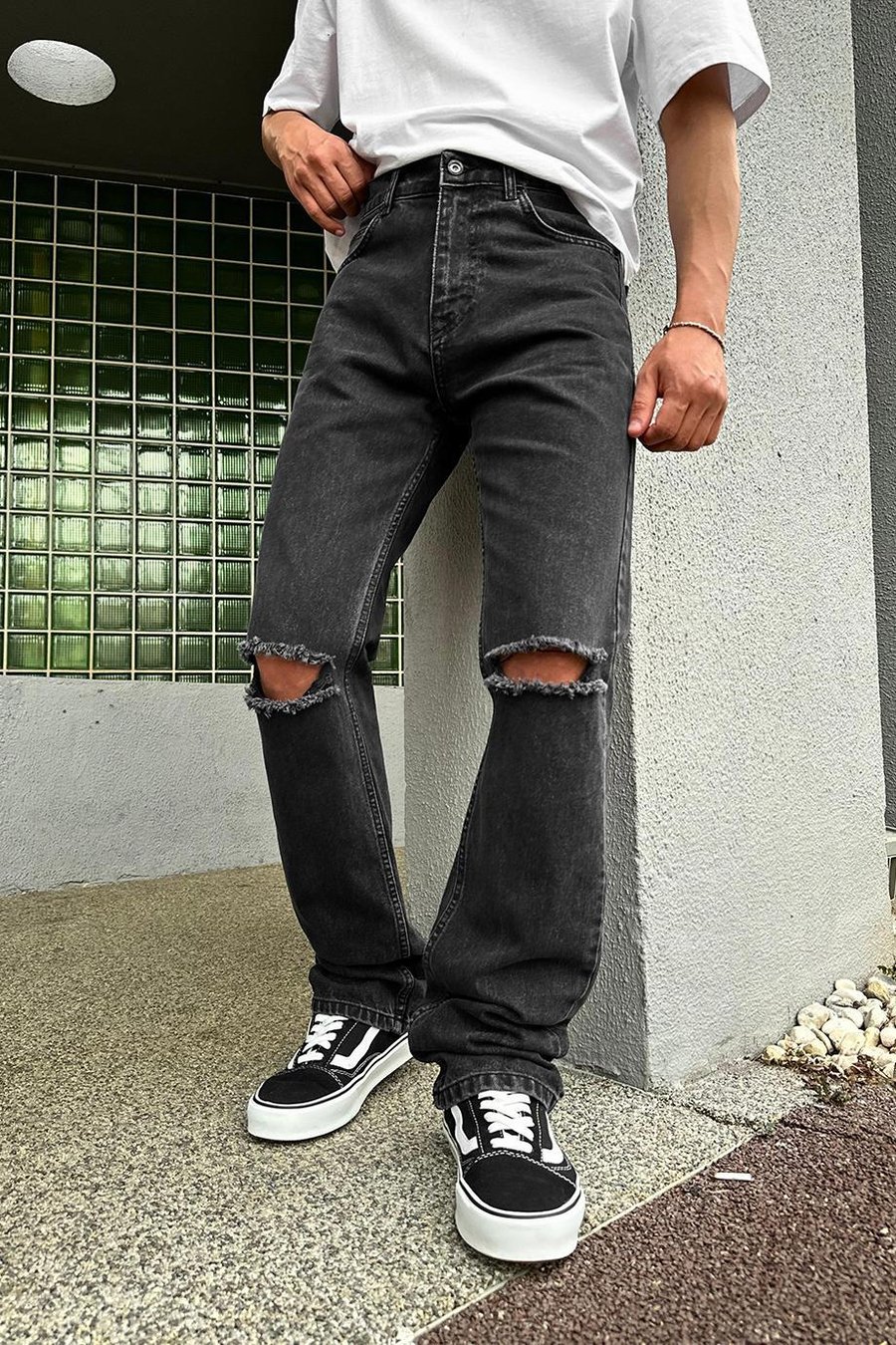 FÜME Dizi Yırtık R5 DL Baggy Pantolon