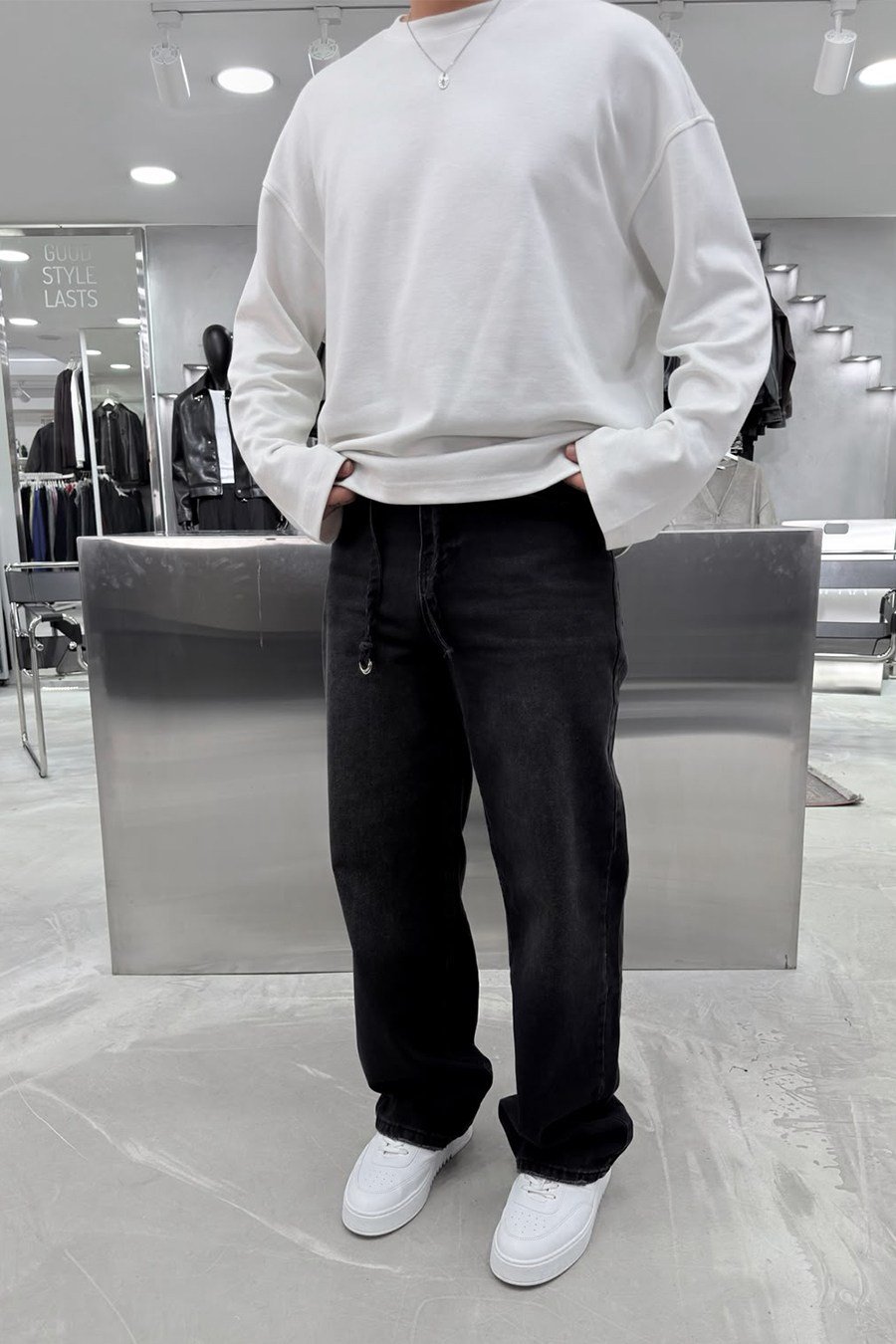 Füme Kemerli Basic Baggy Pantolon
