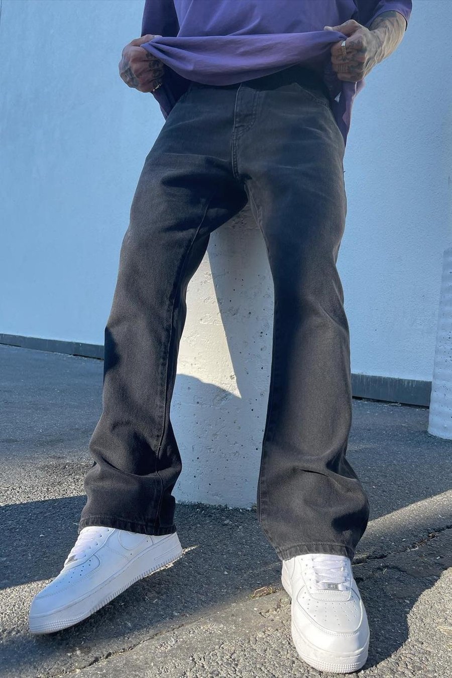 FÜME Siyah Basic Baggy Pantolon