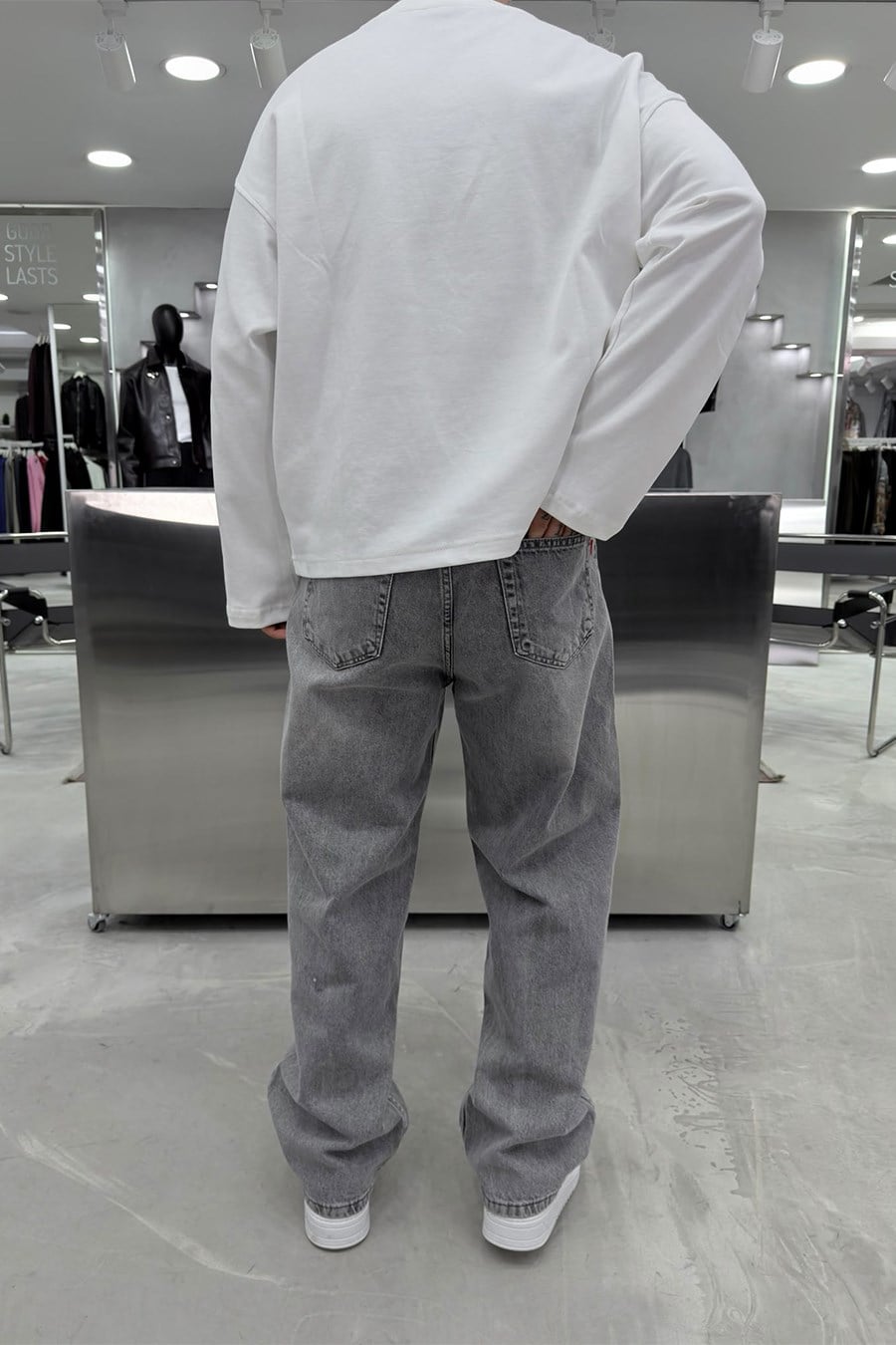 Gri Basic Baggy Pantolon
