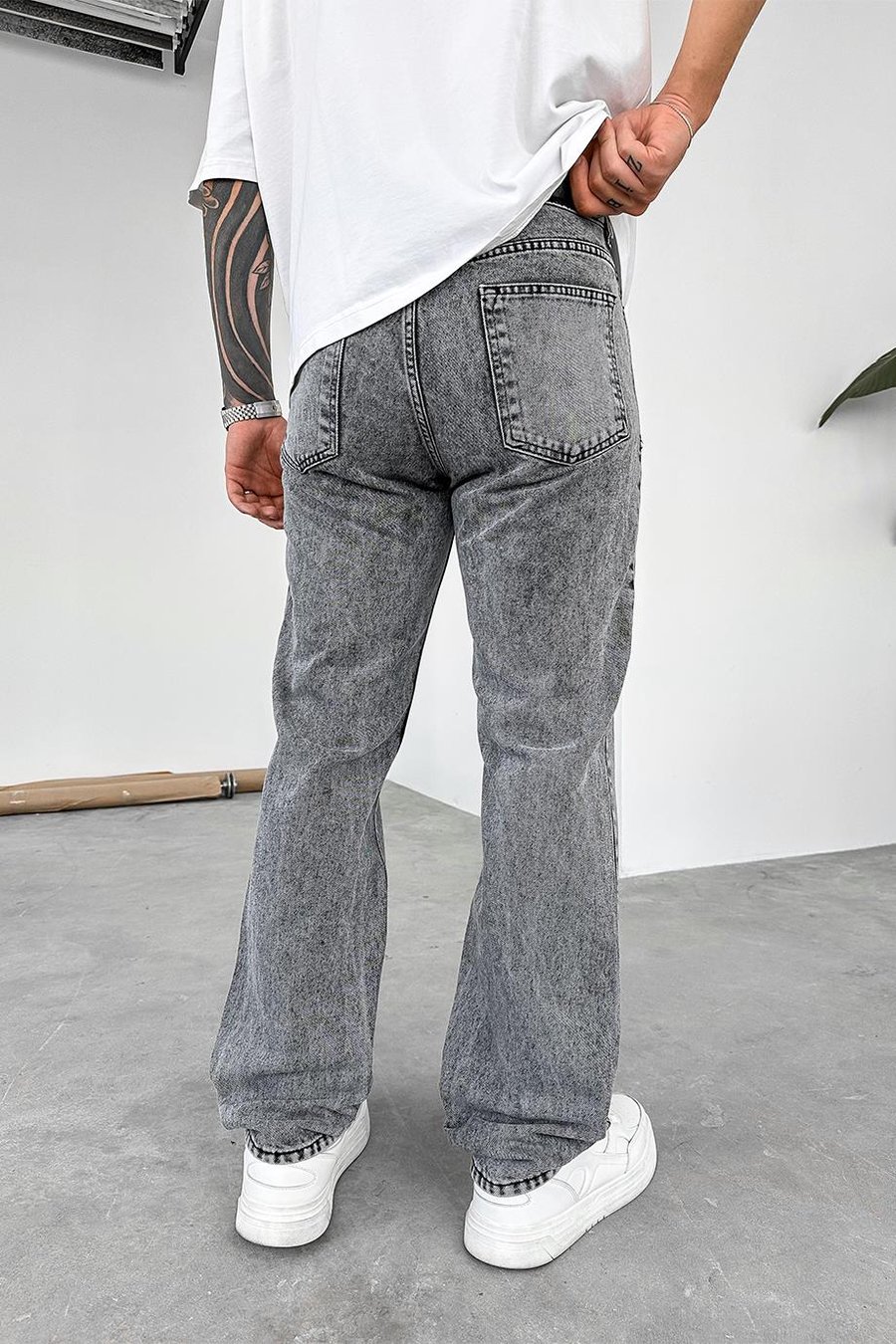 Gri Basic Baggy Pantolon