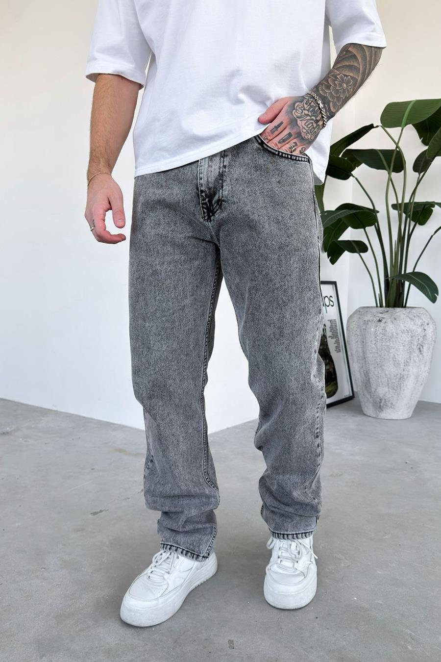 Gri Basic Regular Pantolon