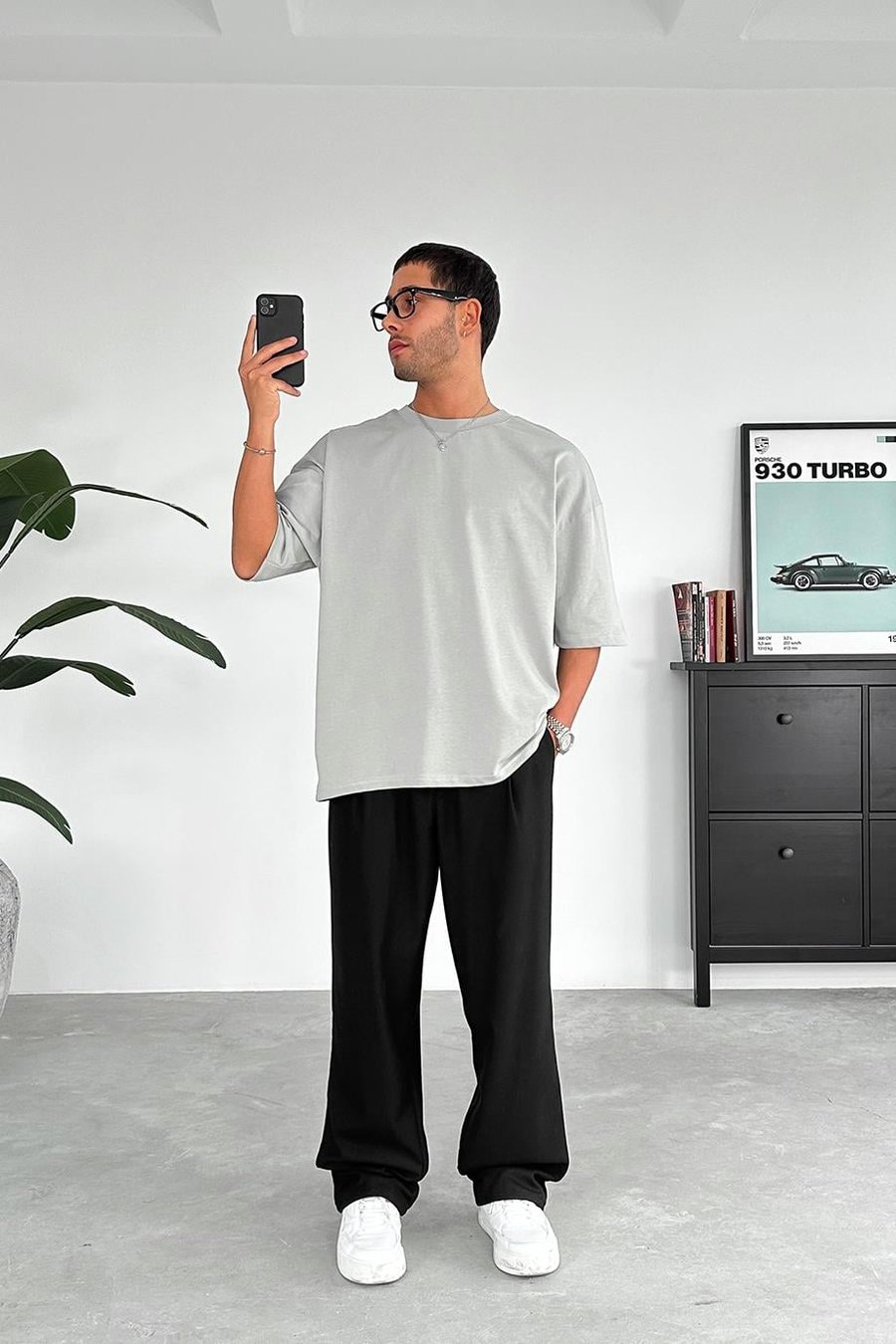 Gri Cozy Basic Oversize Tişört