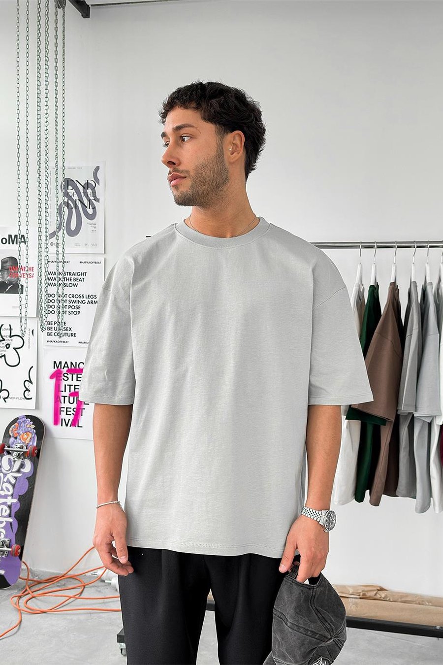 Gri Cozy Basic Soft Oversize Tişört