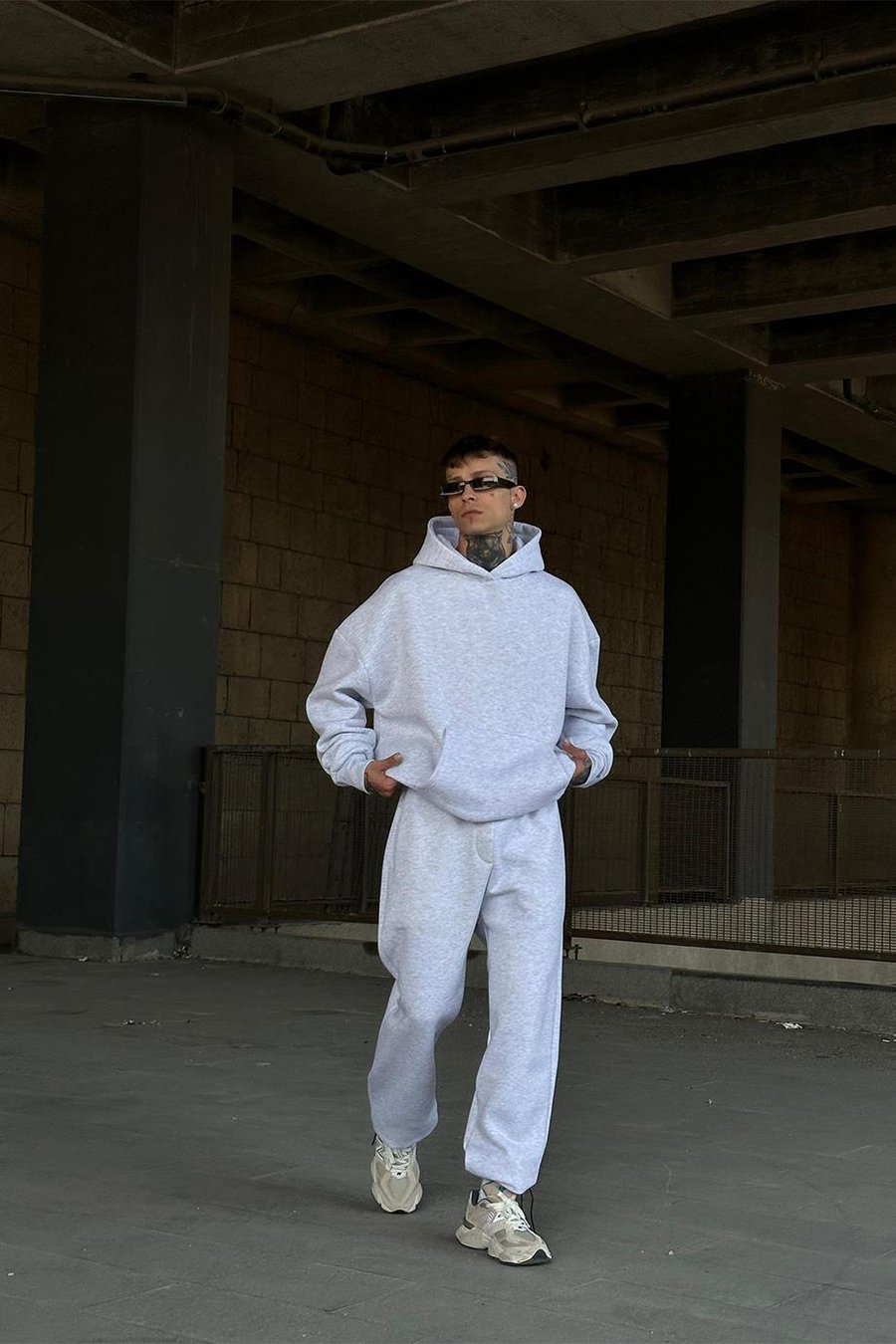 Gri HAFKA PREMİUM 3 İplik Şardonlu Oversize Sweatshirt