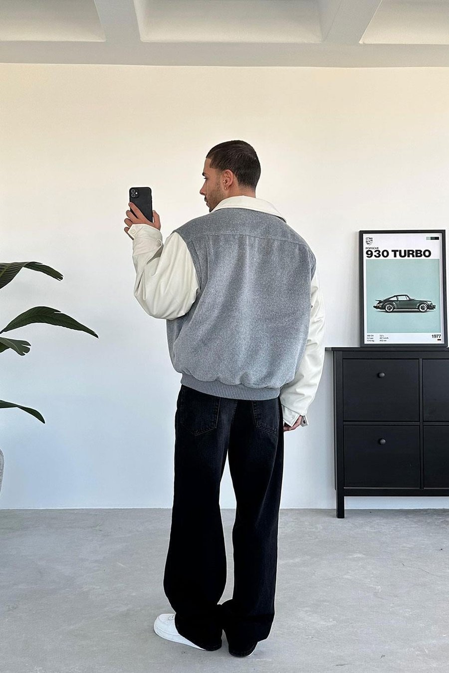 GRİ Kaşe Oversize Bomber Ceket