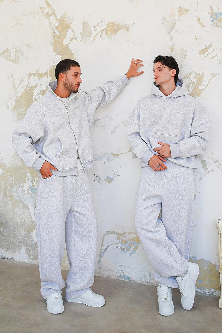 Gri Melanj Cozy Basic Çift Fermuar Oversize Sweatshirt