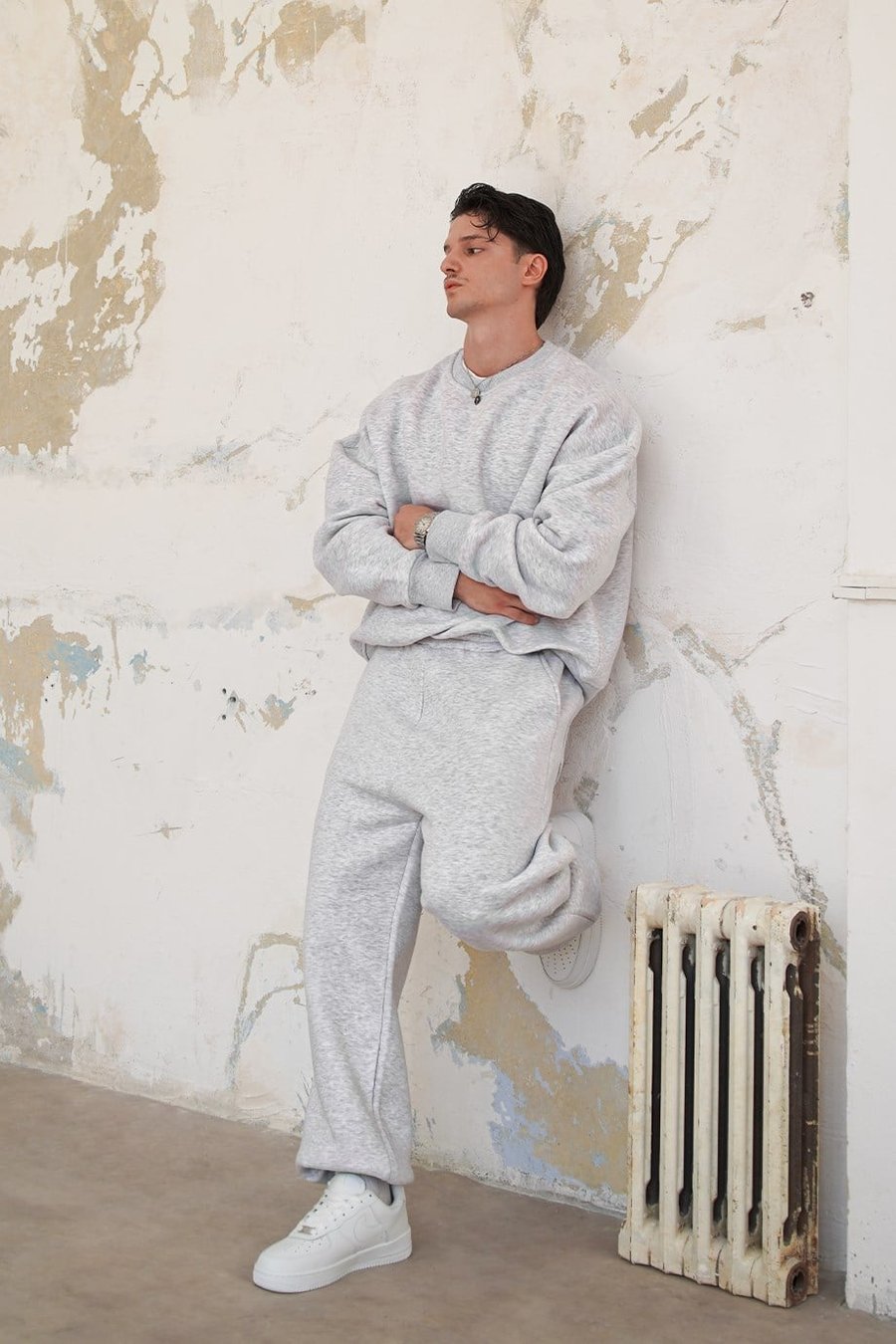 Gri Melanj Cozy Basic Paça Stoperli Oversize Eşofman
