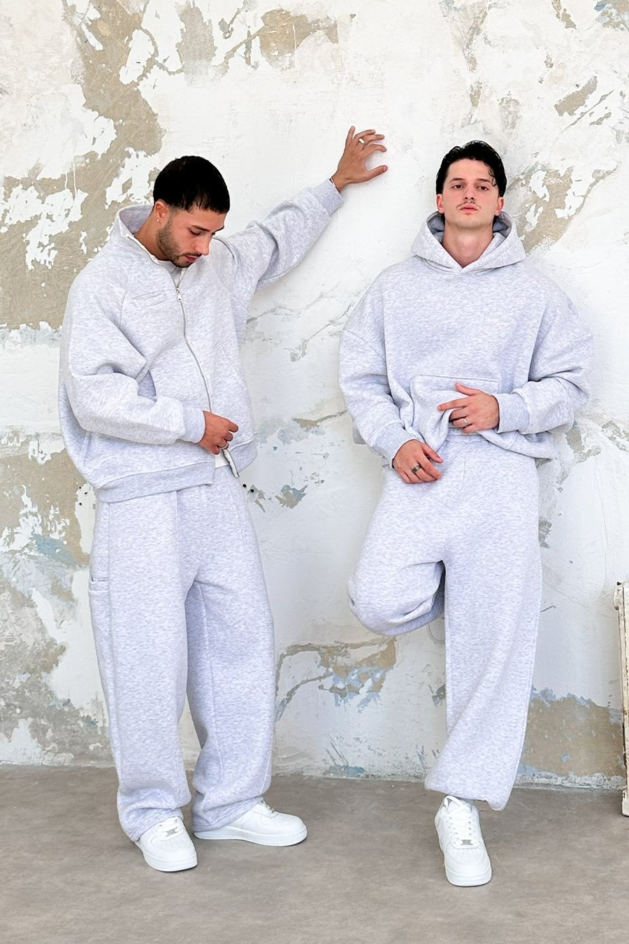 Gri Melanj Cozy Basic Pileli Baggy Eşofman