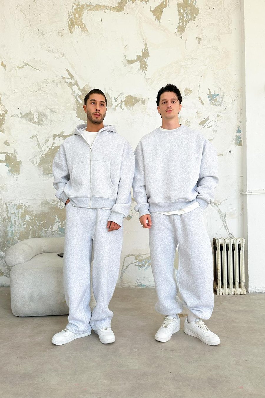 Gri Melanj Cozy Basic Tam Fermuar Oversize Sweatshirt